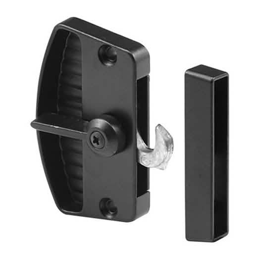 CRL Black Sliding Screen Door Latch, 2-3/8" Screw Holes, Durable Pull Handle