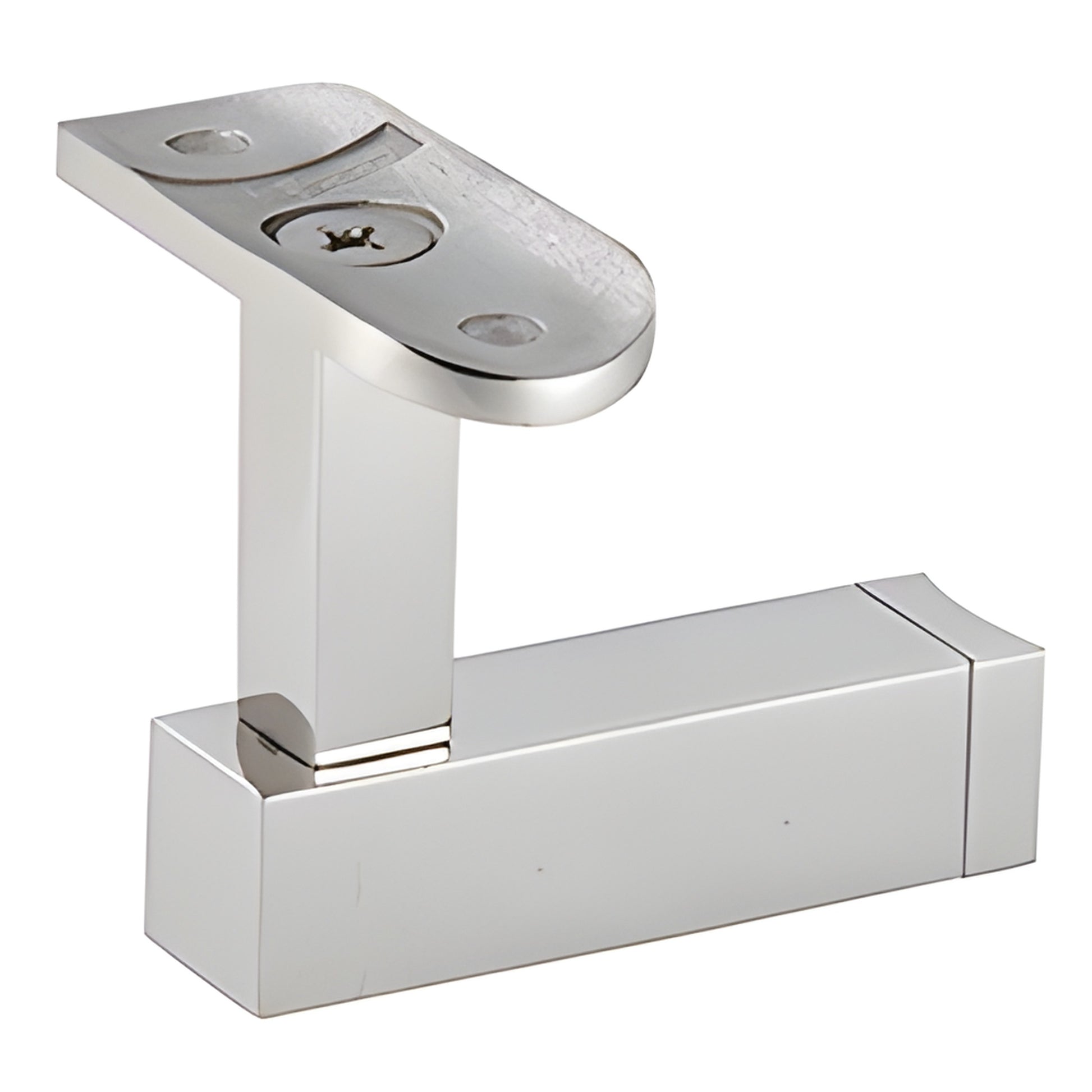 Polished stainless steel post-mounted handrail bracket (SKU HR5EPPS), fits 11 2-2 round rail tubing, ready-to-mount architectu