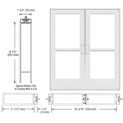 CRL-U.S. Aluminum Series 550 Pivot Entrance Door Pair, White KYNAR