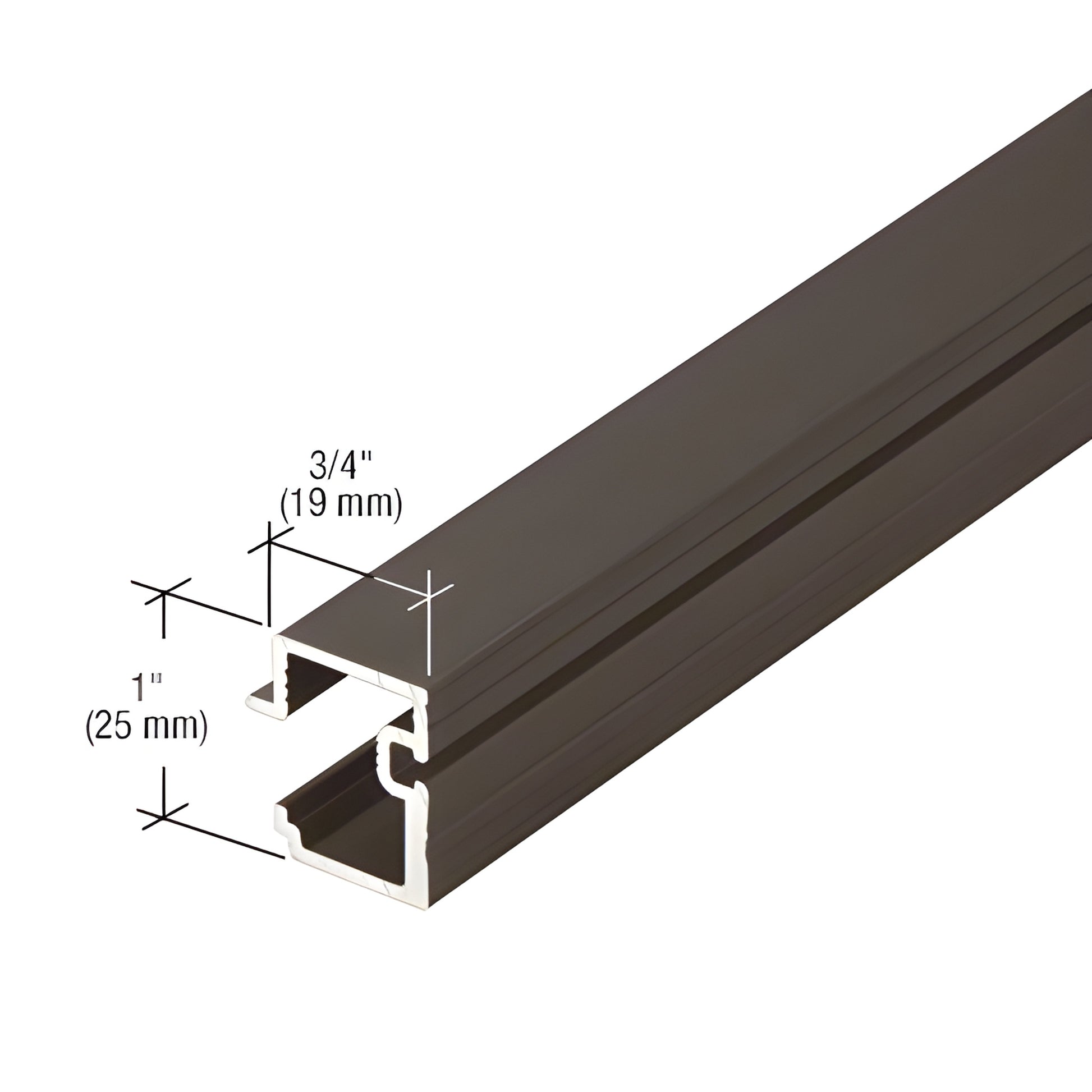 CW97522 black bronze anodized aluminum curtain-wall extrusion, 3/4" x 1" (19 x 25 mm), for structural silicone glazing