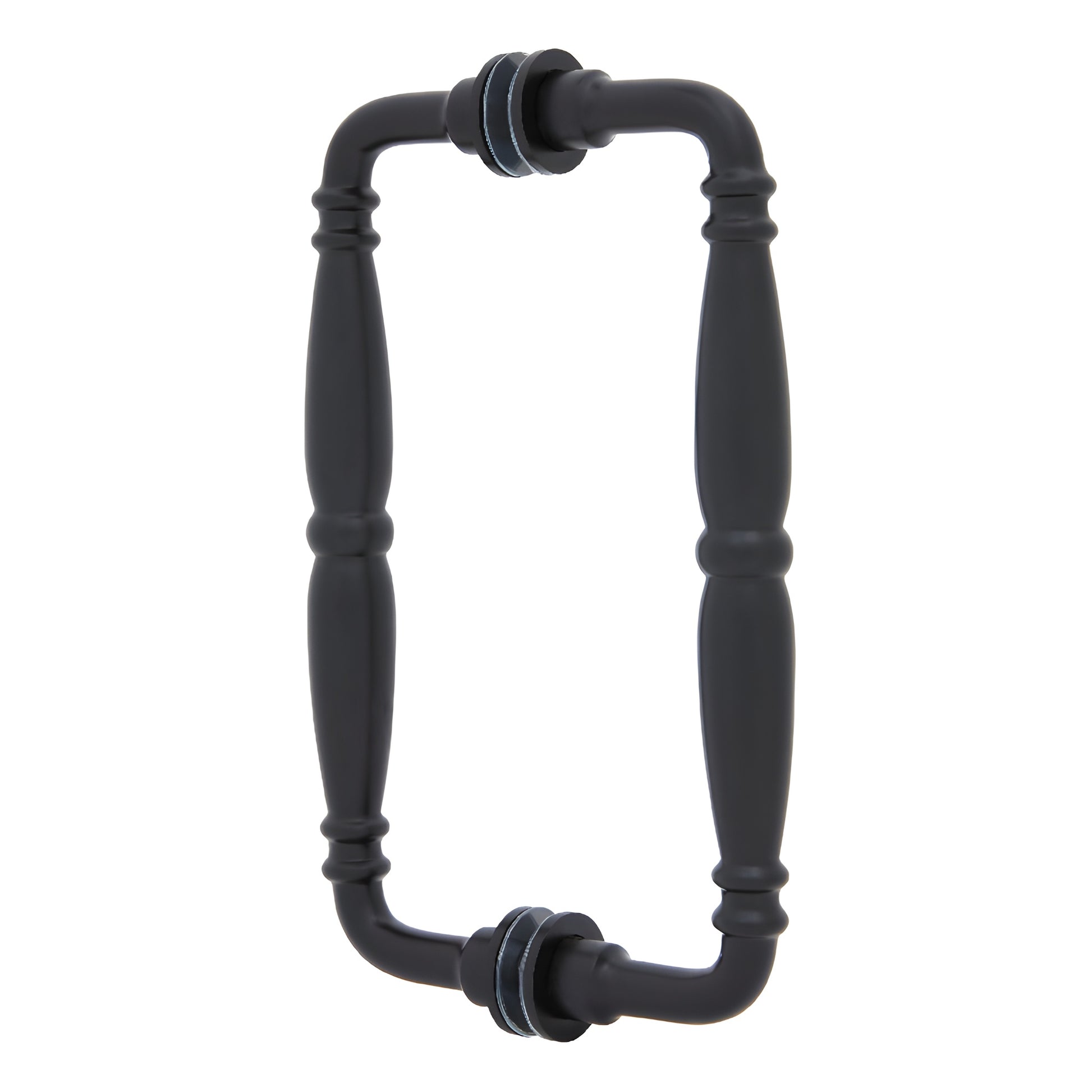 Victorian solid-brass back-to-back shower door pull, oil rubbed bronze finish, contoured decorative handle (SKU V1C8X80RB)