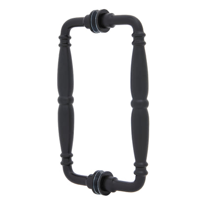 Victorian solid-brass back-to-back shower door pull, oil rubbed bronze finish, contoured decorative handle (SKU V1C8X80RB)