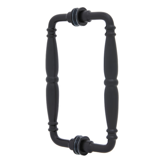 Victorian solid-brass back-to-back shower door pull, oil rubbed bronze finish, contoured decorative handle (SKU V1C8X80RB)
