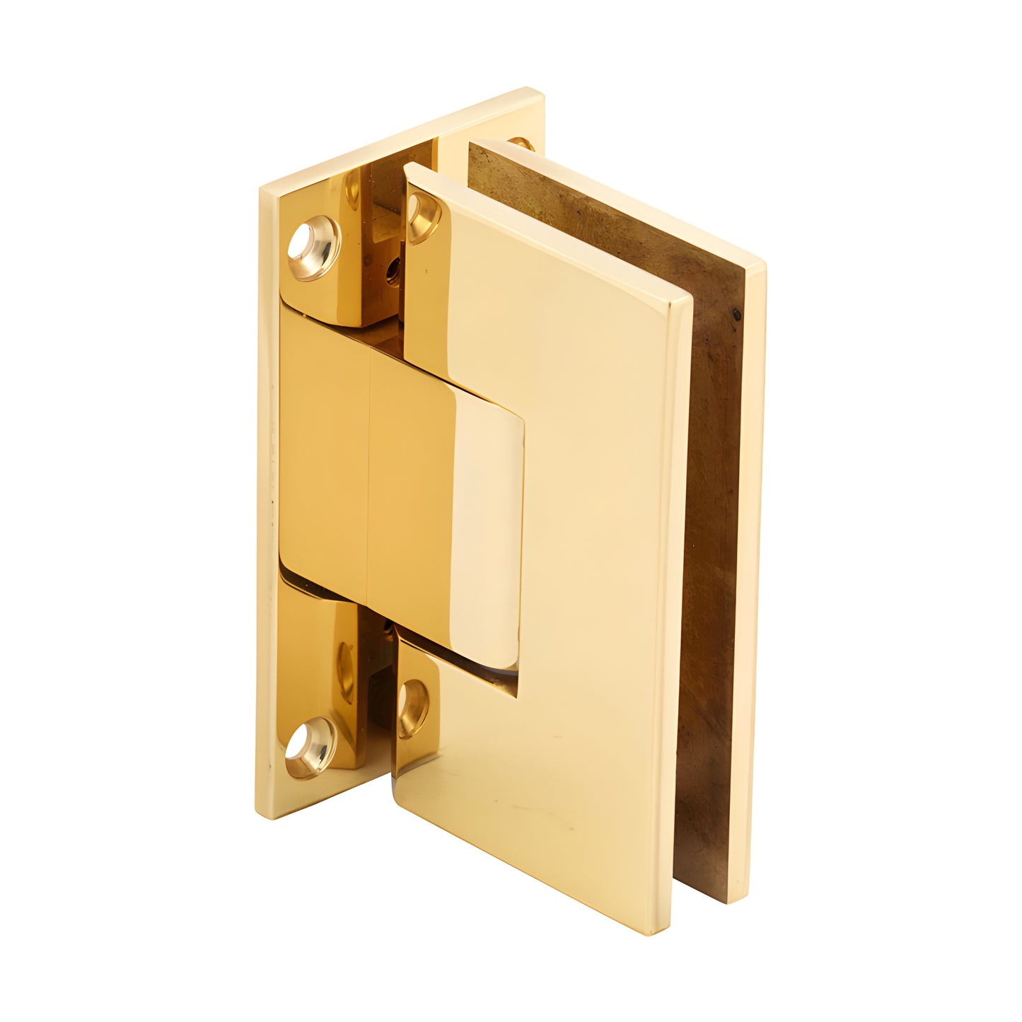 V1E037BR polished brass Vienna shower hinge, solid brass full back plate for 3/8-1/2" (10-12 mm) glass