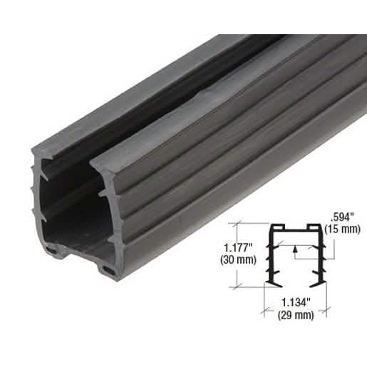 Black rubber insert for 5/8" and 11/16" glass cap rail, durable and sleek design.