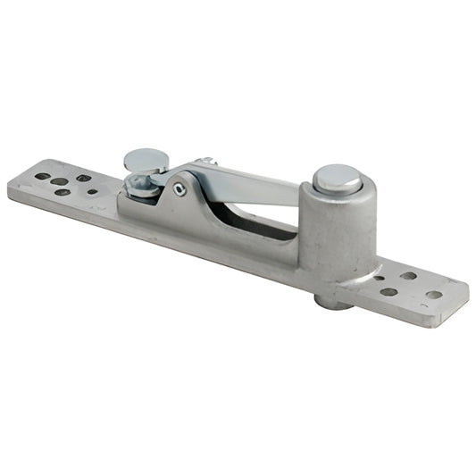 Dormakaba 8062TP silver walking-beam top pivot for center-hung doors, adjustable 15mm pin.