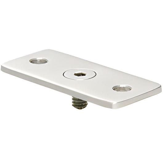 Satin anodized aluminum flat adapter plate for 1-1/2 to 2 in square handrail tubing, center screw (SKU HBFP1SA)