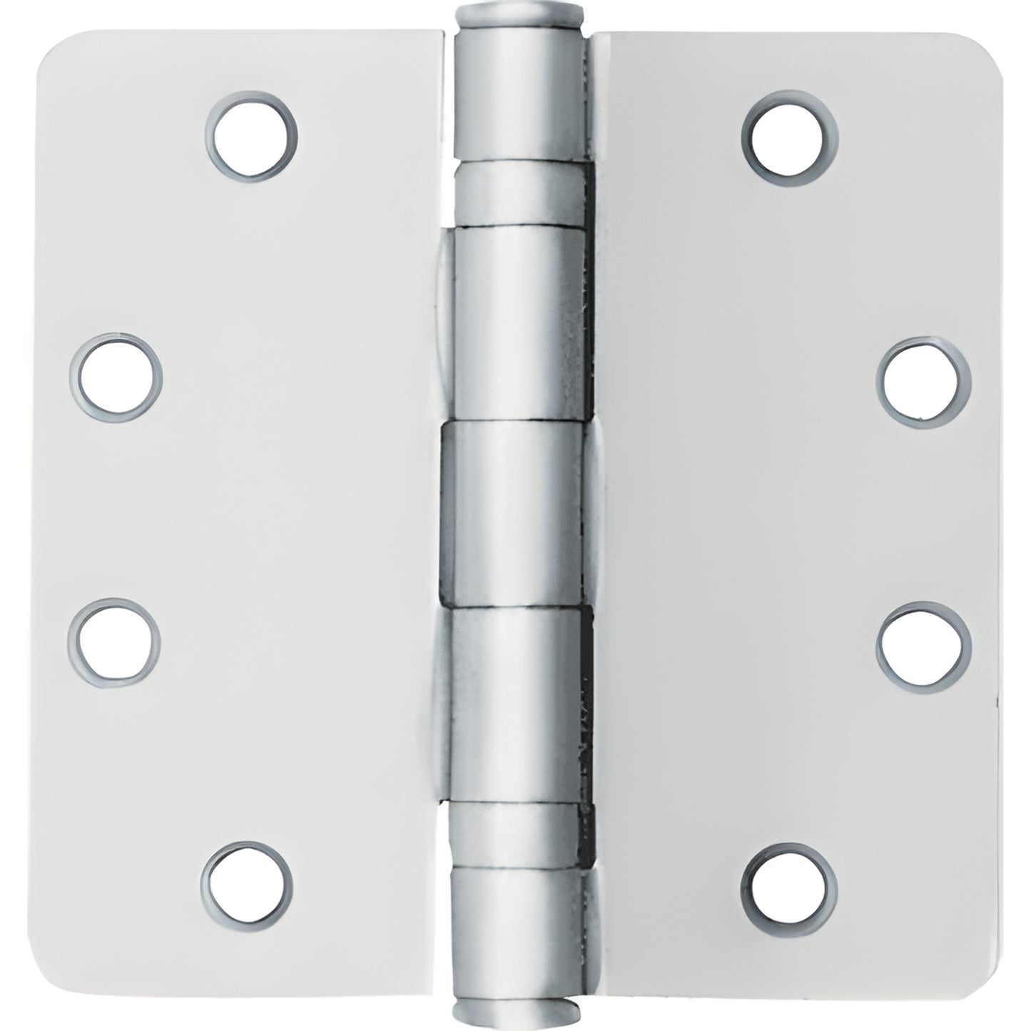 Satin chrome 4.5x4.5 in. ball-bearing door hinge with removable pin, 1/4 in. radius corners (SKU BB40A)