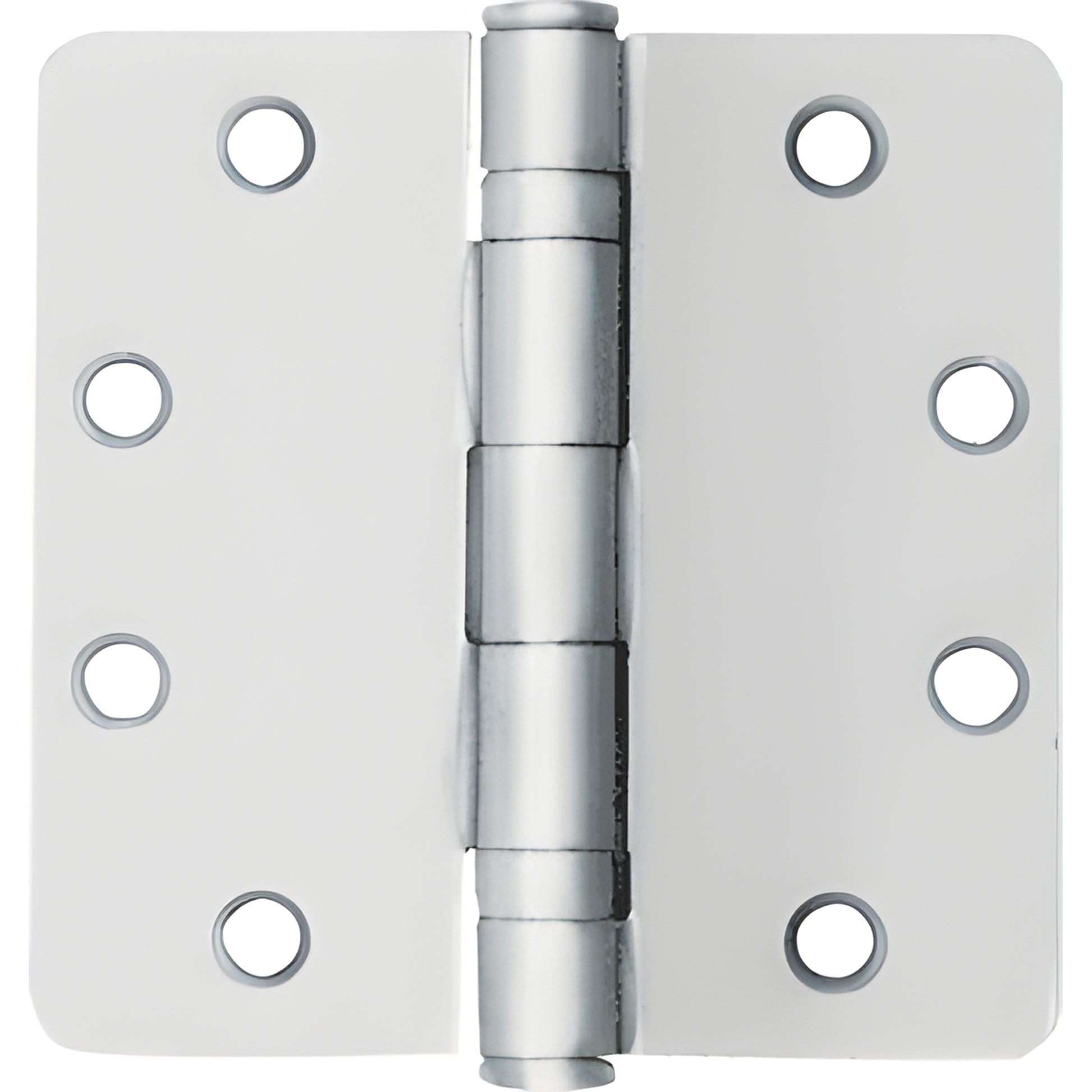 Satin chrome 4.5x4.5 in. ball-bearing door hinge with removable pin, 1/4 in. radius corners (SKU BB40A)