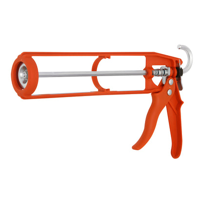 Orange nylon strap-frame caulking gun with smooth rod and pressure-release latch, lightweight - SKU GA1202