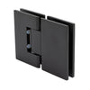 Matte black solid brass 180 glass-to-glass shower hinge MEL180MBL, square profile, self-centering.
