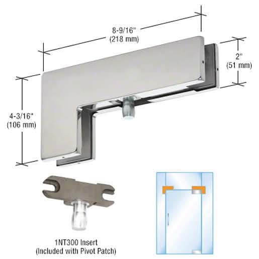 "DORMAKABA® Polished Stainless Steel Sidelite Transom Patch Fitting with Pivot - Modern De