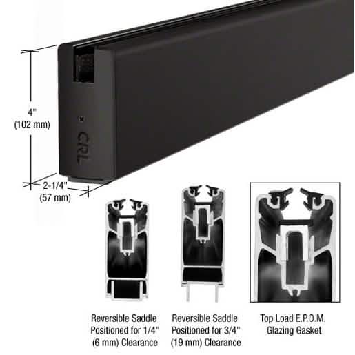 CRL Matte Black 4x240 Square Sidelite Rail - Sleek, Durable, Modern Design