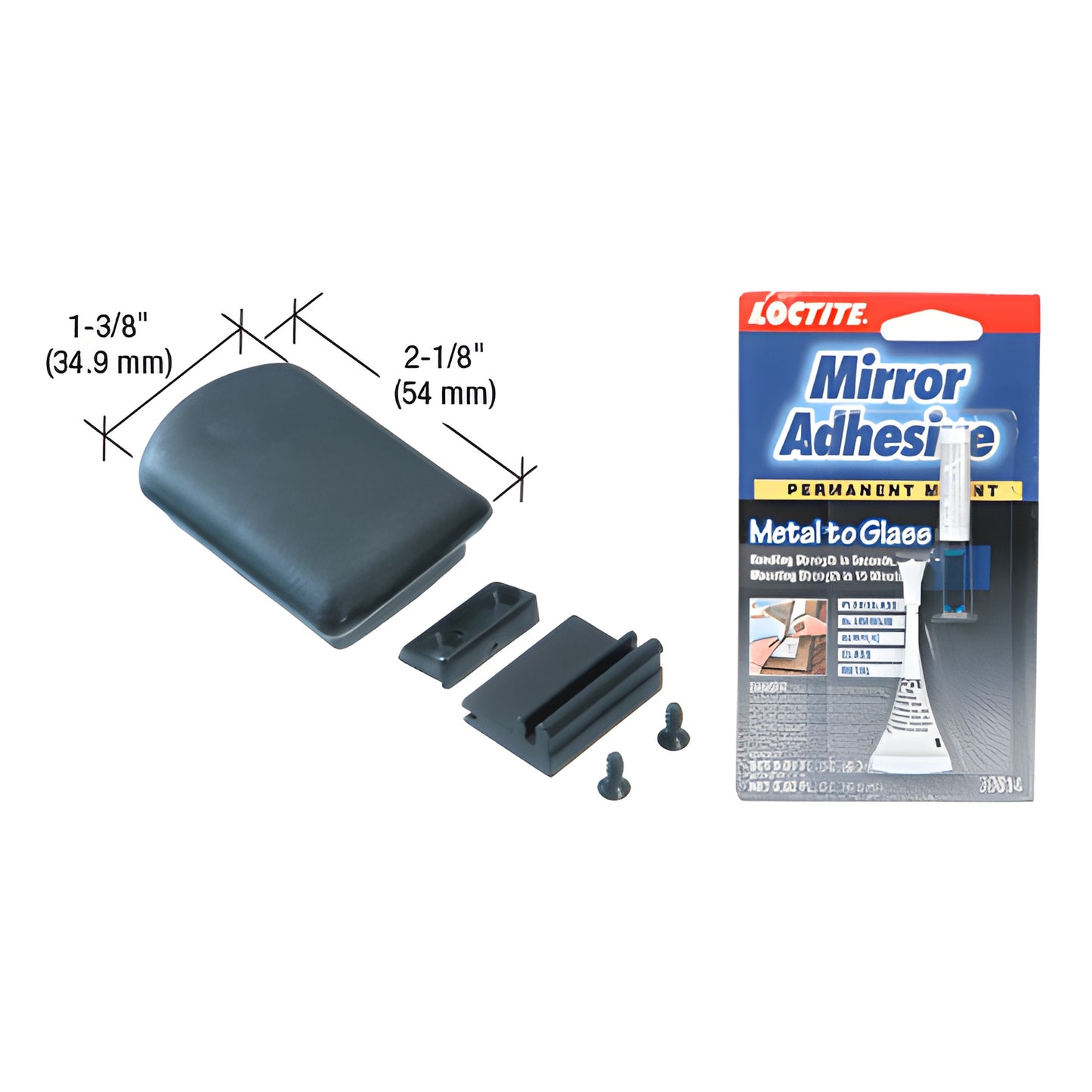 DVL4AD black plastic backslider latch base with adhesive kit and two screws, 2-1/8" x 1-3/8" (54 x 35 mm)