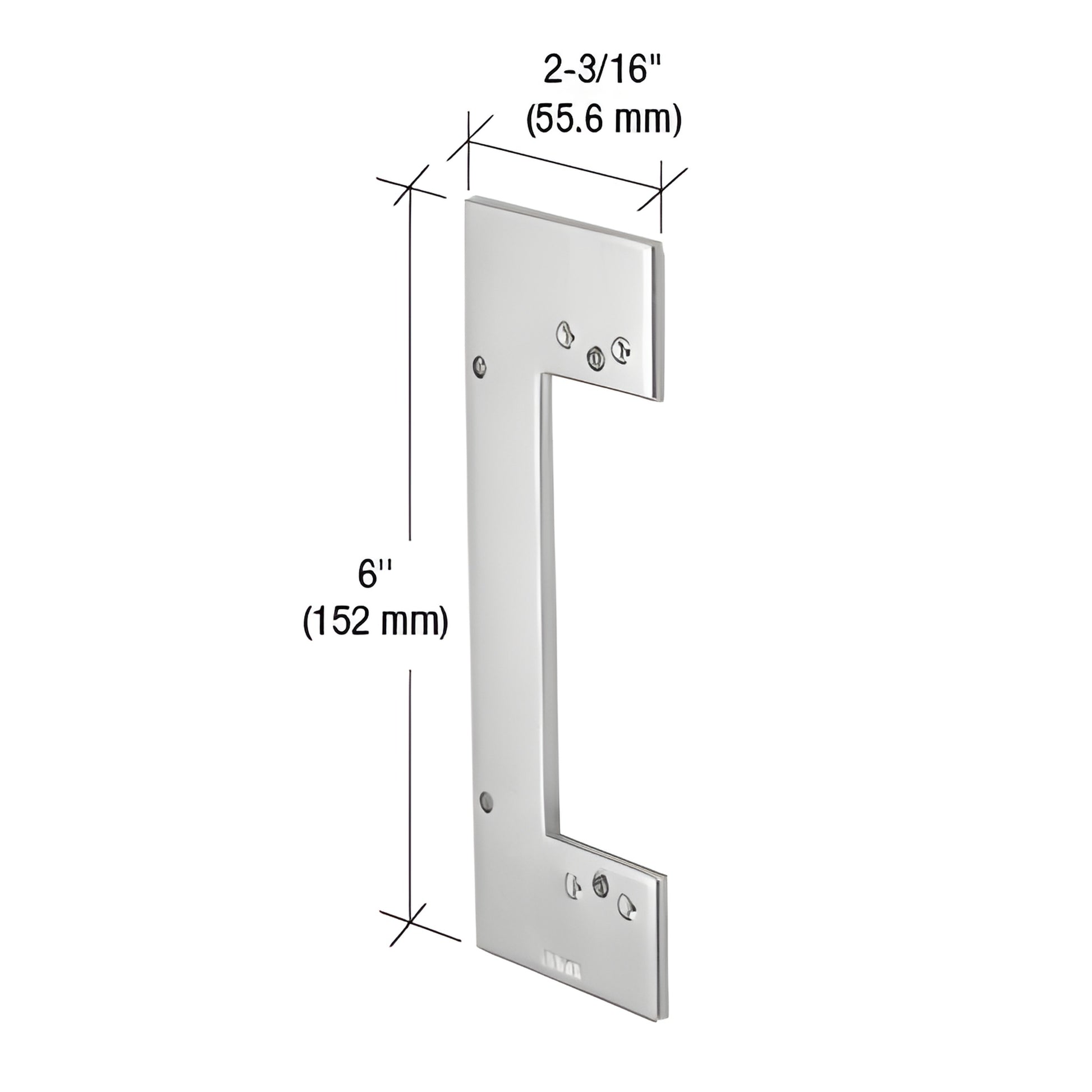 CRL 487RBP2 aluminum strike backing plate for locksets, 6 in (152 mm) x 2-3/16 in (55.6 mm)