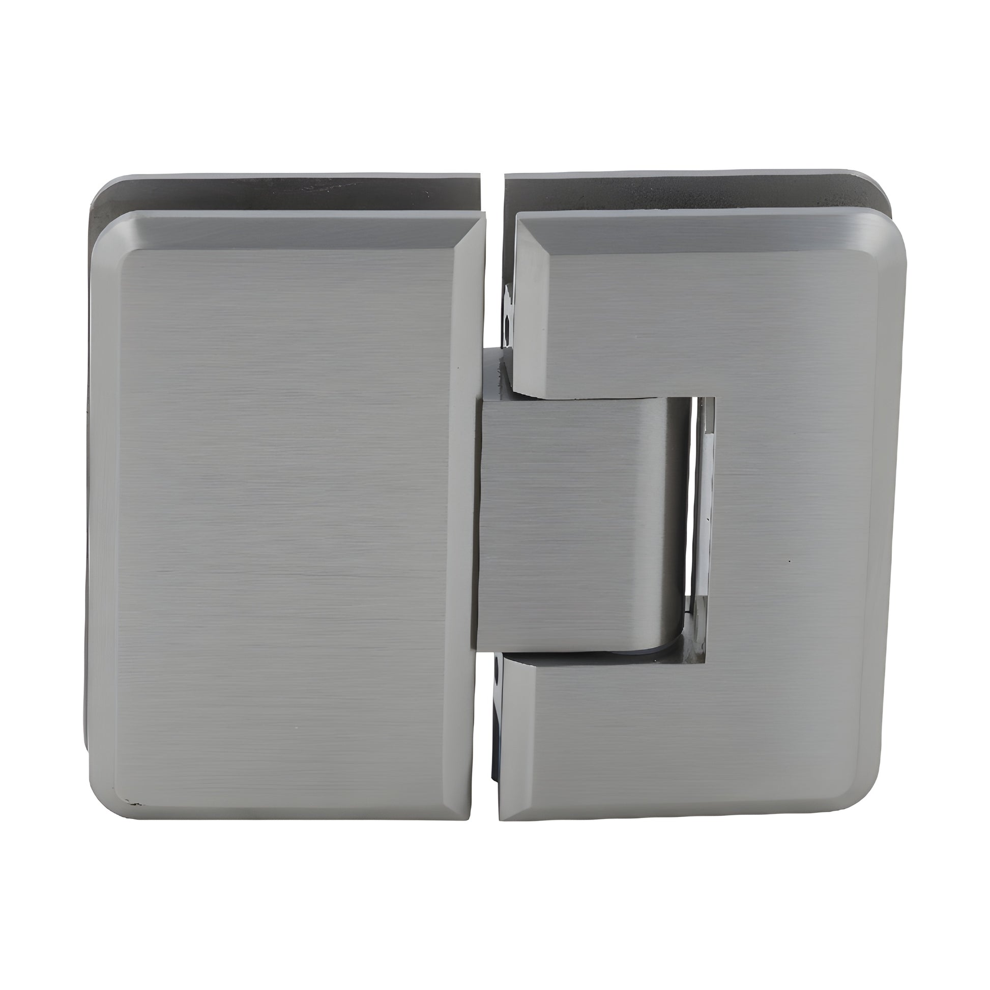 Cologne 180 brushed nickel glass-to-glass shower hinge SKU C0L180BN, solid brass, beveled design for 10-12mm (3/8-1/2") glas