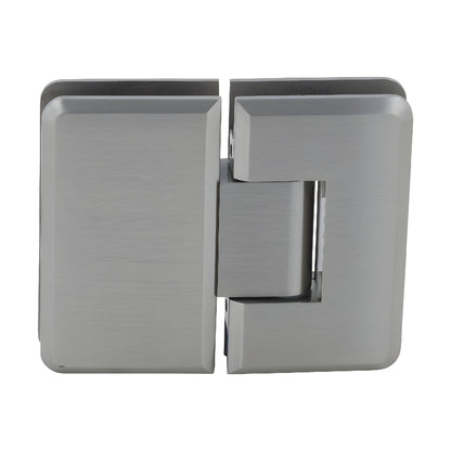 Cologne 180 brushed nickel glass-to-glass shower hinge SKU C0L180BN, solid brass, beveled design for 10-12mm (3/8-1/2") glas