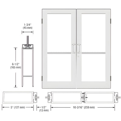 CRL-U.S. Aluminum Series 550 Wide Stile Butt Hinge Pair - White KYNAR