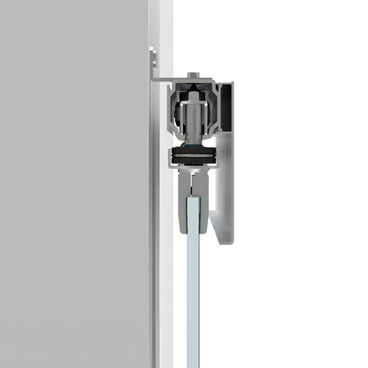 CRL70S2 wall-mount satin anodized top track for bi-parting tempered glass sliding doors, supports heavy insulated panels