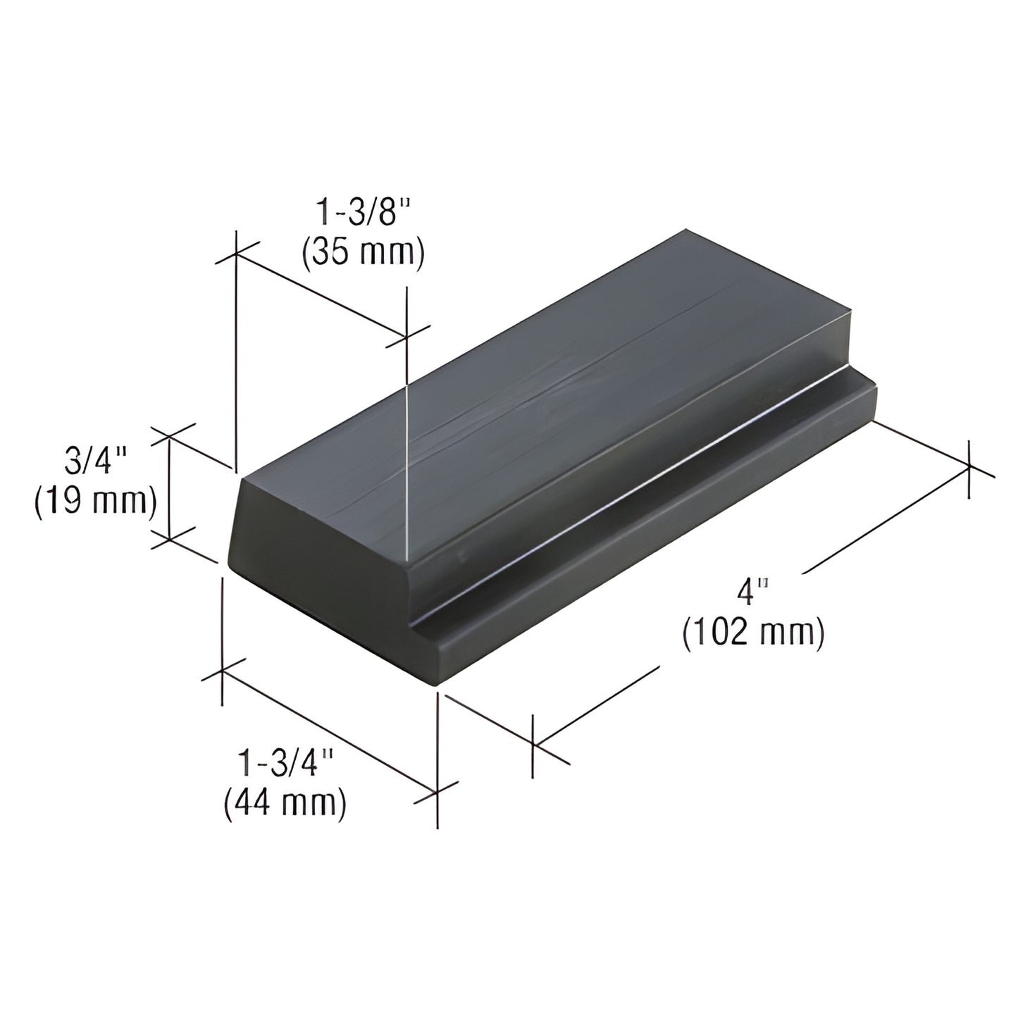 SB117 black setting block for 1 5/16 (33 mm) glass, 4 1 3/8 3/4 support spacer for storefront glazing.