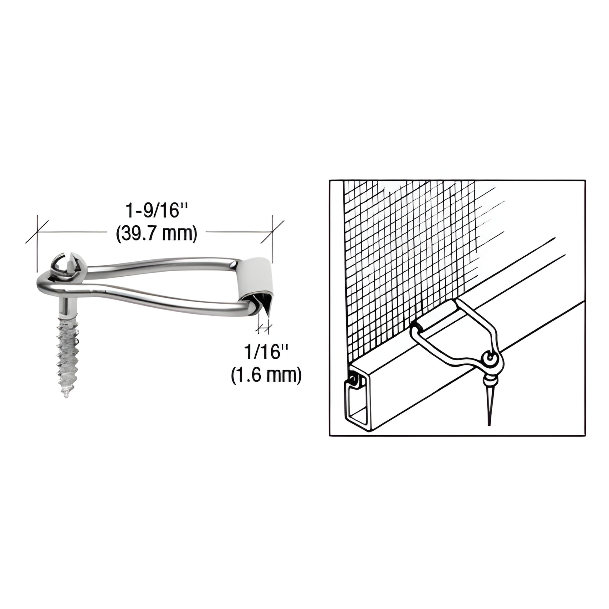 CRL spline ball latch L5781, mill finish screen retainer with screw, 1-9/16" long, secures bottom of window screen