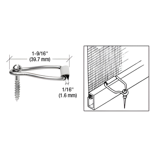 CRL spline ball latch L5781, mill finish screen retainer with screw, 1-9/16" long, secures bottom of window screen
