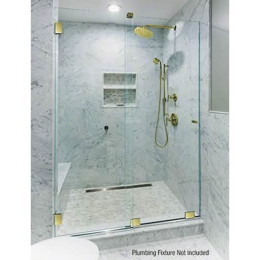 Polished Brass Sliding Shower Door Kit with Squared Rollers - CRL Essence® Series