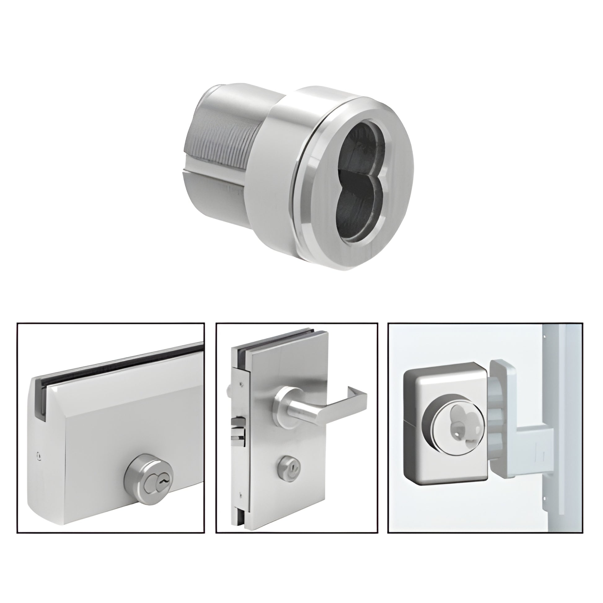 Brushed stainless mortise housing for 7 pin SFIC cores, compact cylinder housing - SKU 1CHBS.