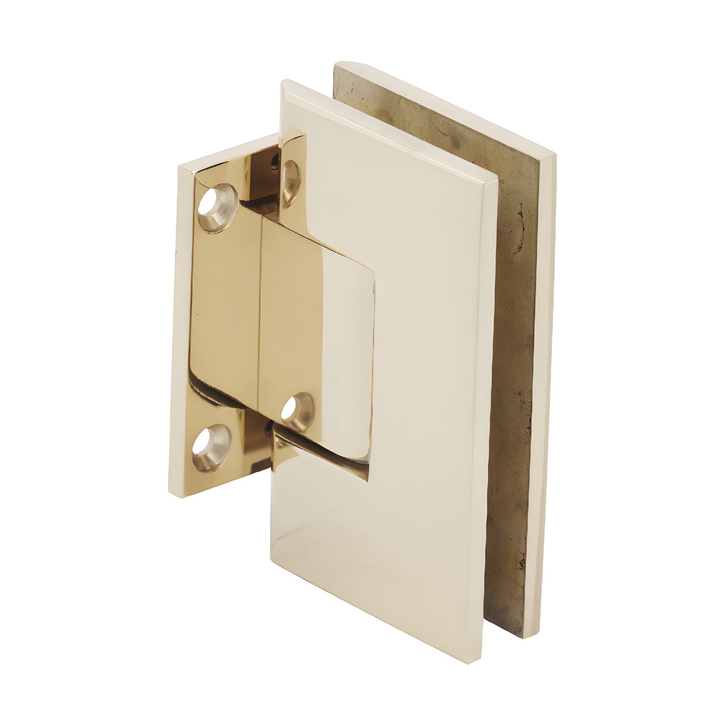 V1E074BR polished brass Vienna shower door hinge, solid brass wall-mount short back plate for 3/8-1/2 glass