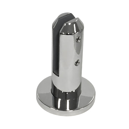 Polished 2205 stainless steel surface-mount friction-fit spigot (FWCR22PS) for 12mm glass.