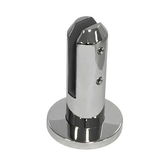Polished 2205 stainless steel surface-mount friction-fit spigot (FWCR22PS) for 12mm glass.