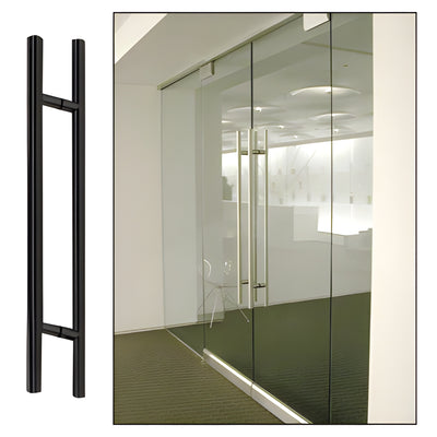CRL 36 in Matte Black Ladder-Style Back-to-Back Glass Door Pull