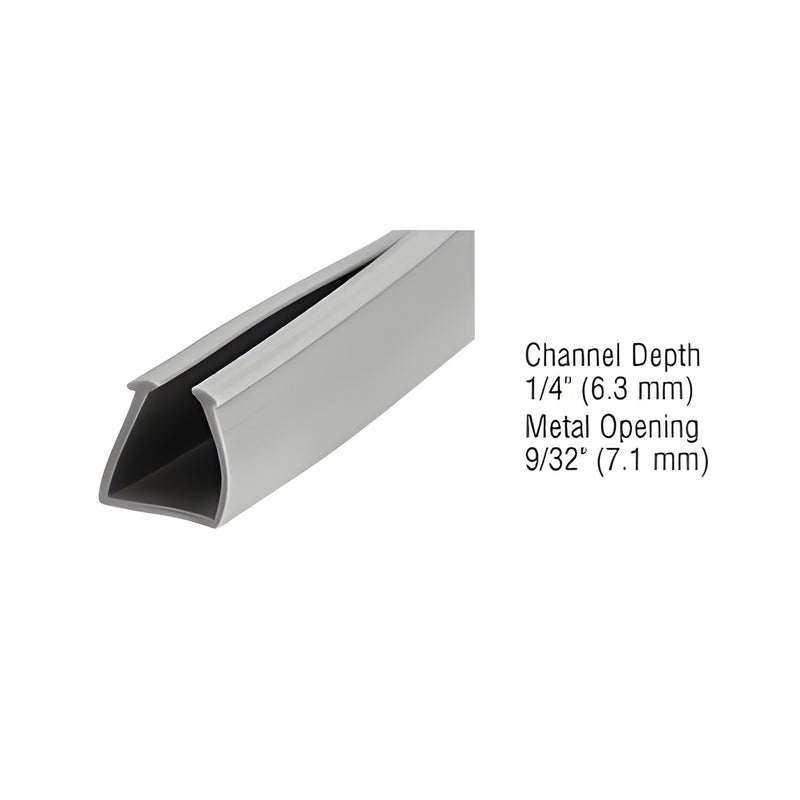 Gray D751BLM glazing vinyl bead, fits D631 channel and 1/4 glass (metal opening 9/32 )