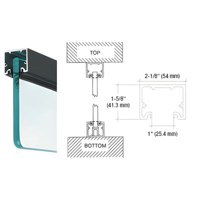 CRL Black Powder-Coat Wide U-Channel, Top-Load Gasket for 3/4" Glass