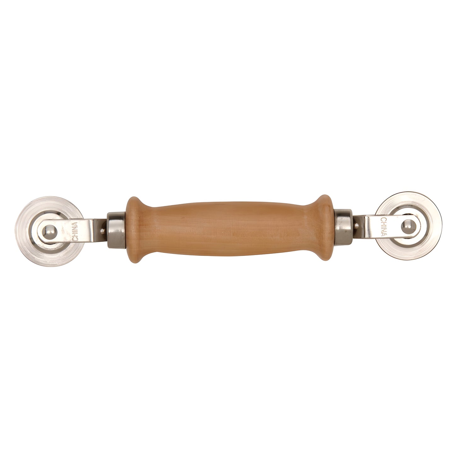 PL7508: screen/spline roller with contoured wooden handle and dual steel ball-bearing wheels.