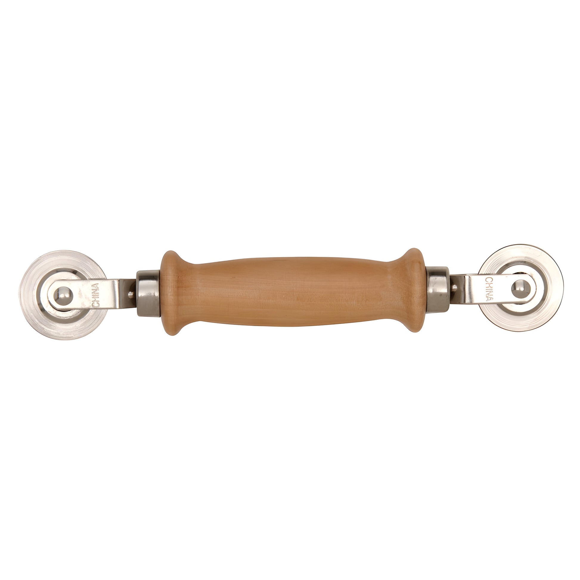 PL7508: screen/spline roller with contoured wooden handle and dual steel ball-bearing wheels.