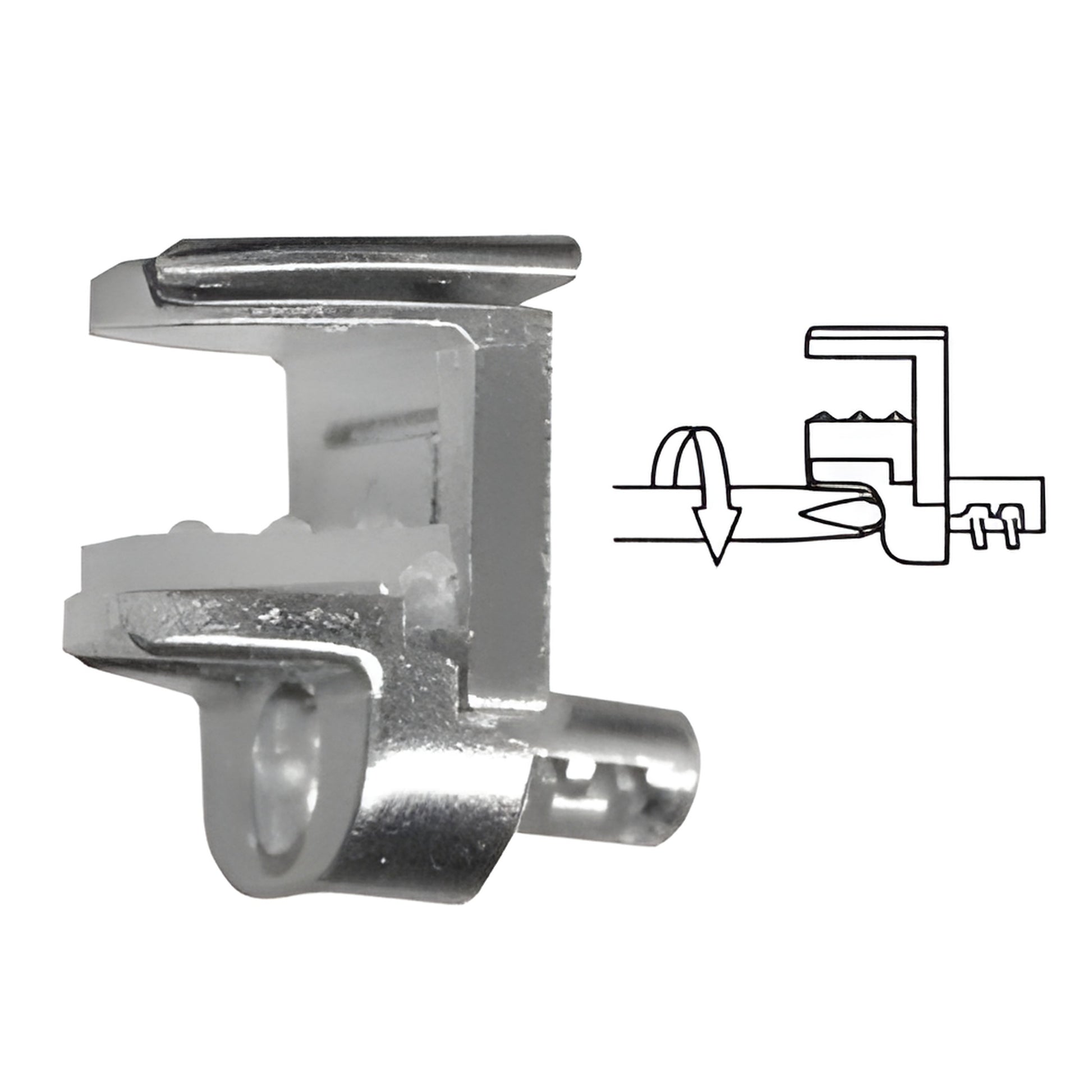 Shelf support pin, nickel-plated zinc, 5mm peg, clip-style anti-lift support - CRL SKU 3346349 (20 per box)
