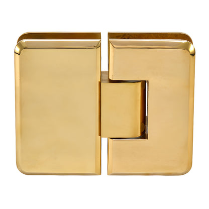 PLY180ULBR unlacquered brass 180 beveled glass-to-glass shower hinge, solid brass, fits 3/8-1/2" tempered glass