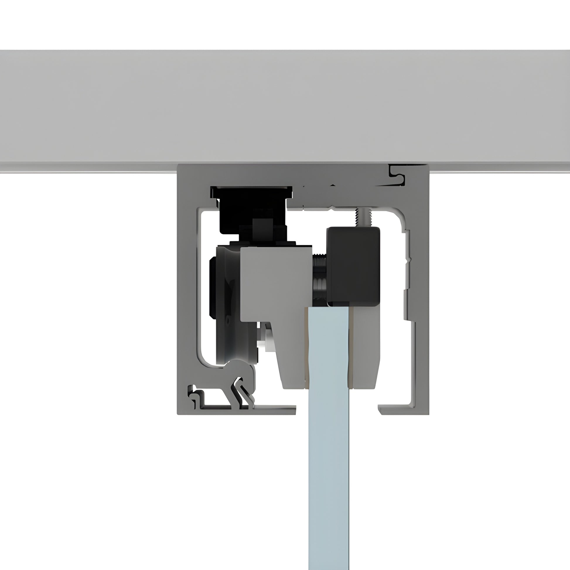 CRL695BSA brushed stainless anodized wall-mounted sliding glass door track and frosted tempered glass panel