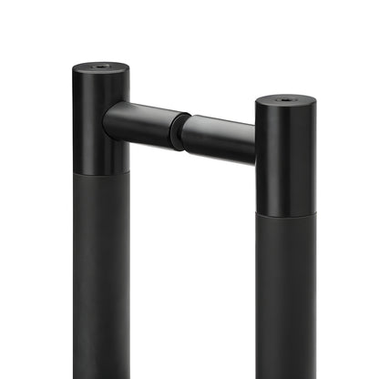 Black stainless Latitude 34 double-sided mounted cylindrical posts with connecting rod, 48in overall (LAT34LP48BLS)