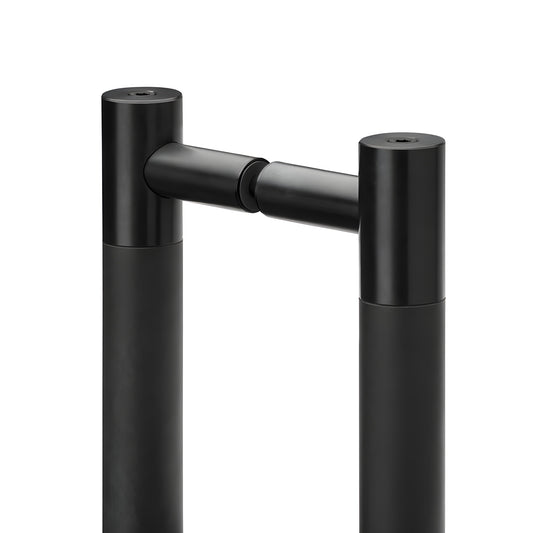 Black stainless Latitude 34 double-sided mounted cylindrical posts with connecting rod, 48in overall (LAT34LP48BLS)