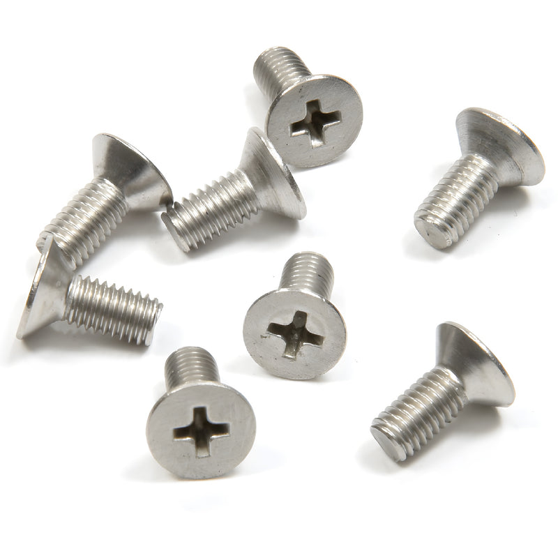 Brushed nickel M5 x12mm flat head Phillips screws, pack of 8 - SKU P512BN