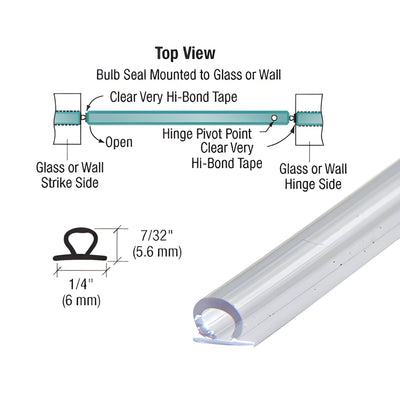 CRL Translucent Vinyl Bulb Seal 7/32" Gap with Pre-Applied Tape