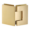 Satin brass square glass-to-glass shower hinge, self-centering Geneva series (fits 8-12mm glass)