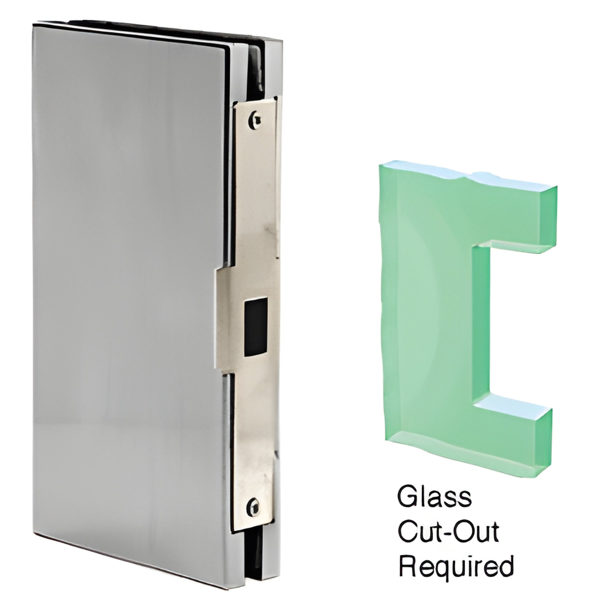 DLK410BS 4x10 brushed stainless steel center lock glass keeper for 1/2" (12mm) tempered glass, bolt-on install