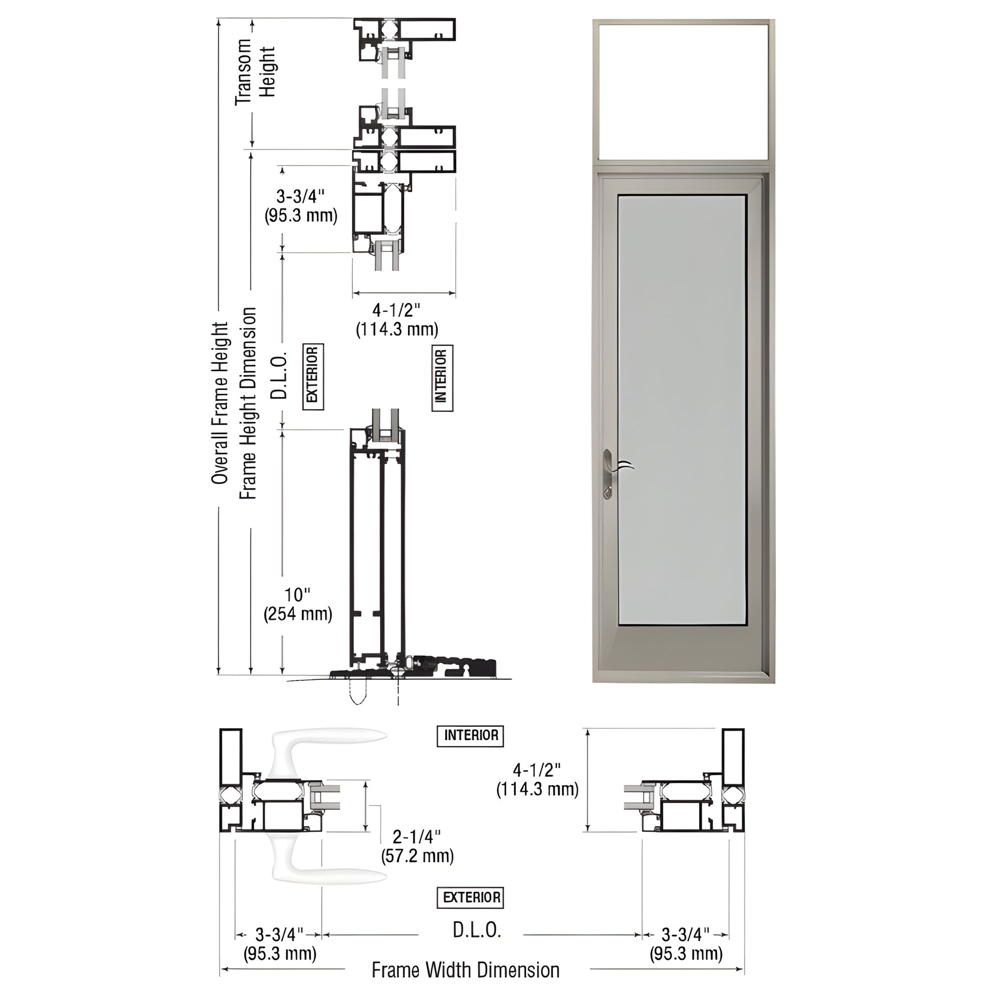 CRL Series 925 clear anodized thermally broken outswing patio door with transom, 1" IG, low threshold - SKU PNA91511L0