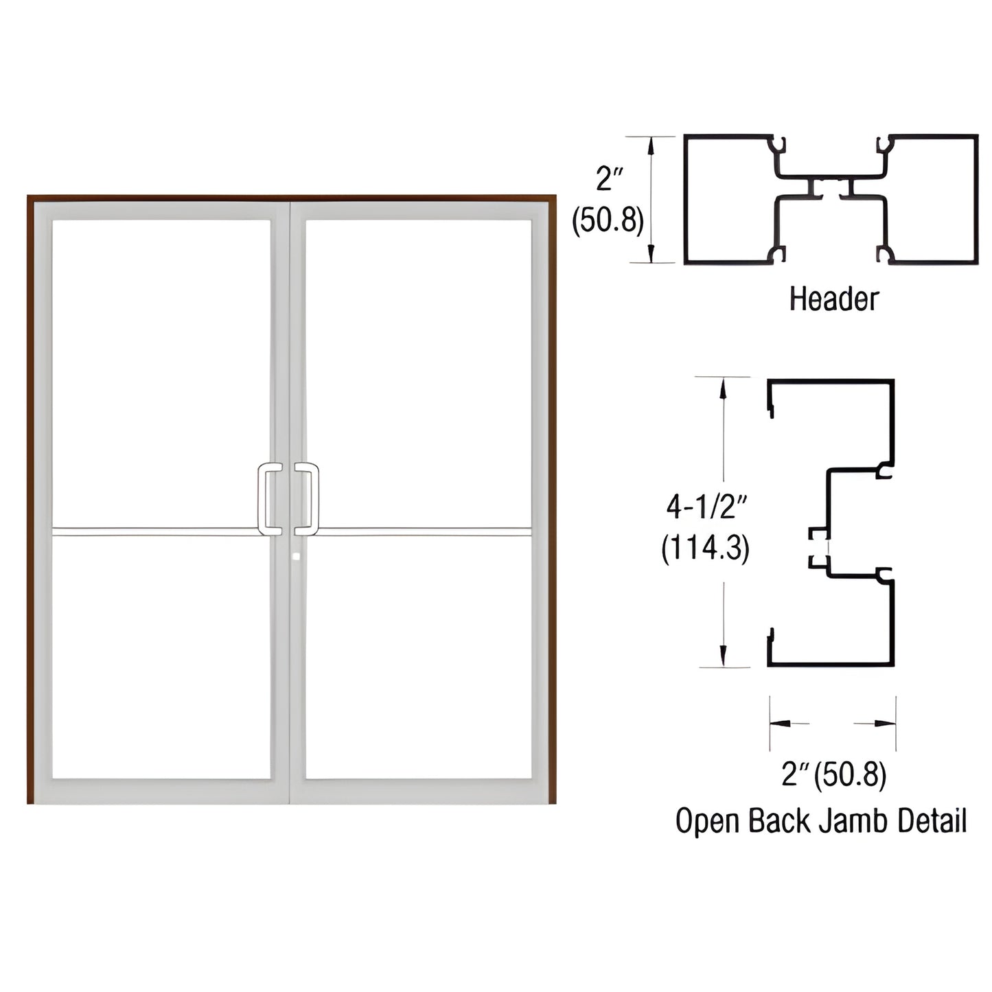 Aluminum double-door frame 72 84 in black bronze anodized with threshold, header and open-back jamb diagrams. SKU 1B72422