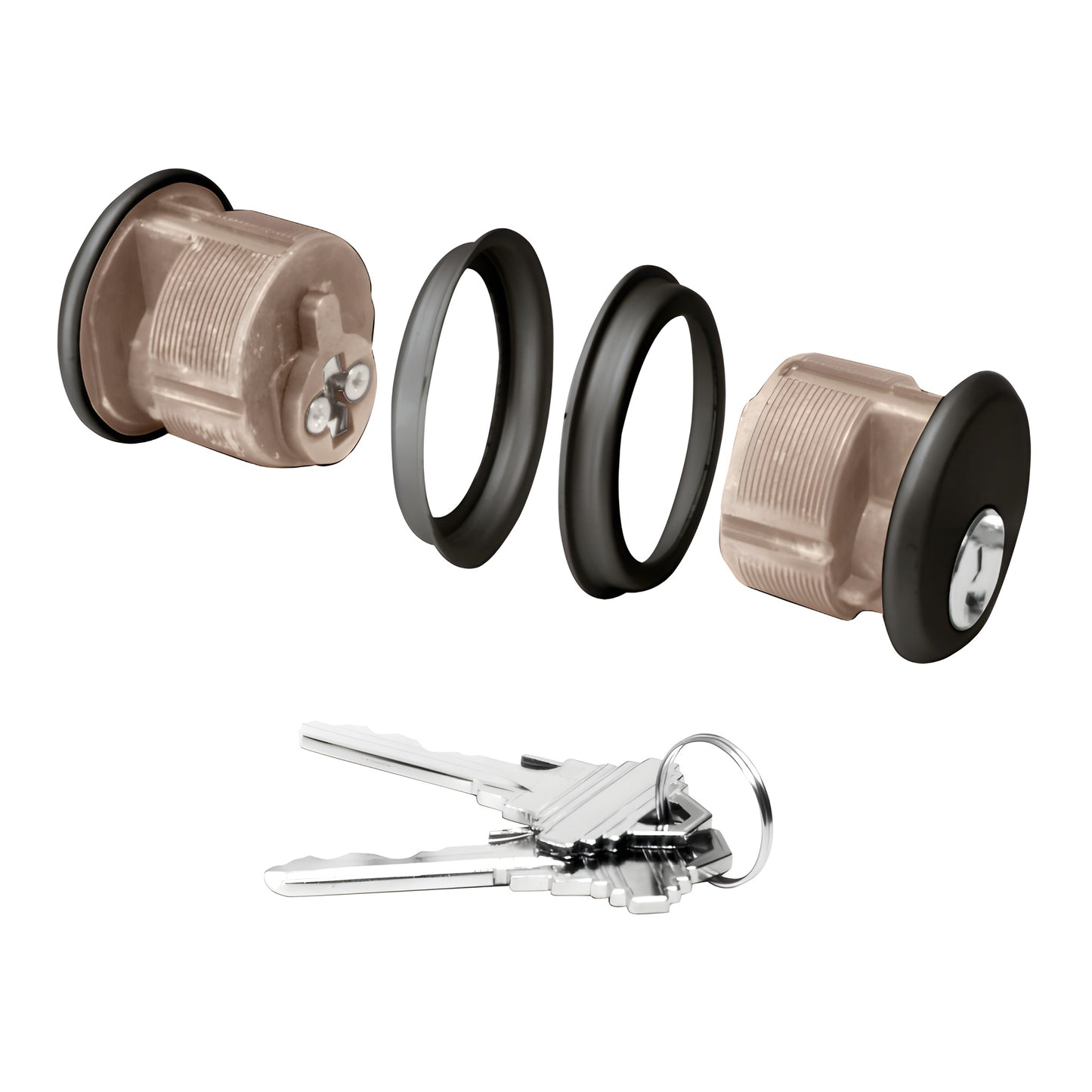 DL2171SCKDDU bronze double mortise 5 pin cylinder pair with rings and two keys, suitable for Schlage 'C' keyway