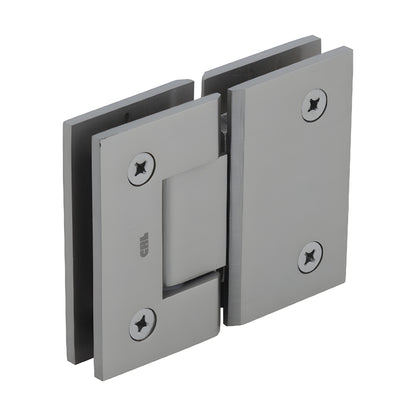 GEN180BN brushed nickel glass-to-glass square shower hinge, solid brass, self-centering, fits 8-12mm glass