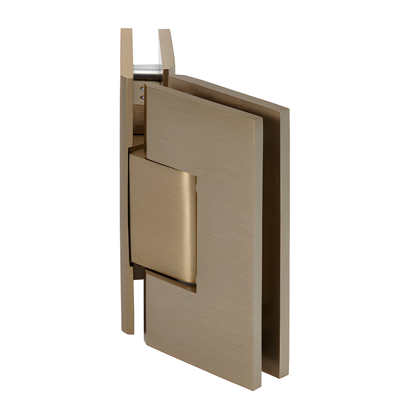 Brushed bronze square glass-to-glass shower hinge (Vienna), solid brass, for 3/8-1/2" (10-12mm) tempered glass